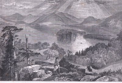 Long Island, Lake George, kuvitus Cassells History of the United Statessta, julkaisija Cassell, Petter & Galpin, n. 1900 (litho) tekijältä American English school