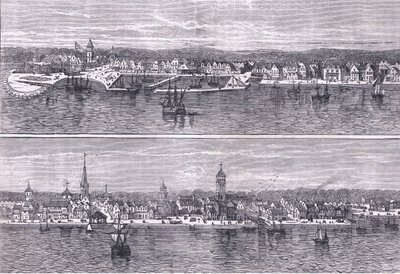 New York 1800-luvun puolivälissä, kuvitus Cassells History of the United Statessta, julkaisija Cassell, Petter & Galpin, n. 1900 (litho) tekijältä American English school