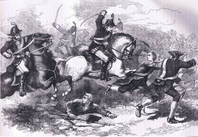 Rout of the lojaalit värvätyt, kuvitus Cassells History of the United Statessta, julkaisija Cassell, Petter & Galpin, n. 1900 (litho) tekijältä American English school