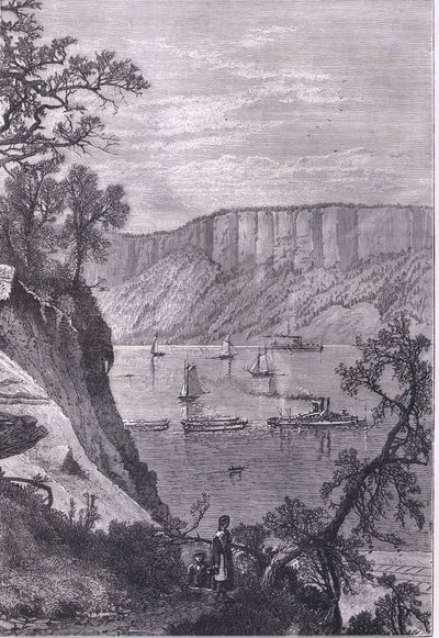 The Palisades of the Hudson, kuvitus Cassells History of the United Statessta, julkaisija Cassell, Petter & Galpin, n. 1900 (litho) tekijältä American English school