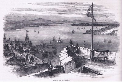 View in Quebec, kuvitus Cassells History of the United Statessta, julkaisija Cassell, Petter & Galpin, n. 1900 (litho) tekijältä American English school