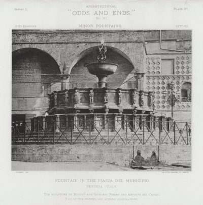 Suihkulähde Piazza Del Municipiossa, Perugia, Italia (m/v kuva) tekijältä American Photographer (after)
