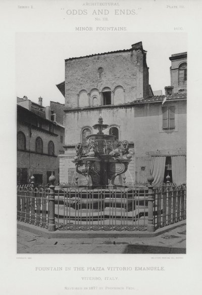 Suihkulähde Piazza Vittorio Emanuelessa, Viterbo, Italia (valkoinen kuva) tekijältä American Photographer (after)
