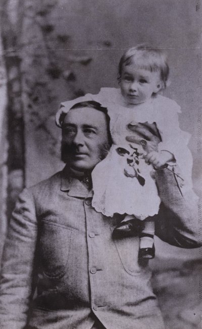 Franklin D Roosevelt, amerikkalainen poliitikko ja Yhdysvaltain 32. presidentti, pienenä lapsena isänsä kanssa tekijältä American Photographer (after)
