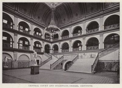 Philadelphia: Central Court ja Stairways, Drexel Institute (m/w kuva) tekijältä American Photographer (after)