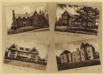 Princetonin yliopisto: Court Club; Key and Seal Club; Gateway Club; Arbor Inn (m/w kuva) tekijältä American Photographer (after)