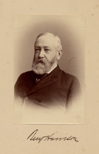 Benjamin Harrison (1833-1901), Yhdysvaltain 23. presidentti, kuva George Prince, Washington DC (albumikuva) tekijältä American Photographer