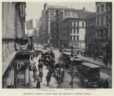 Broadway, katsot pohjoiseen Broadway Central -hotellista (m/w kuva) tekijältä American Photographer