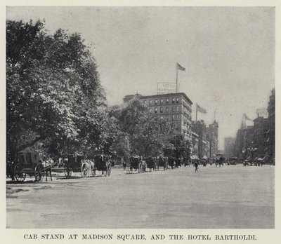 Taksiasema Madison Squarella ja Hotel Bartholdi (m/v kuva) tekijältä American Photographer
