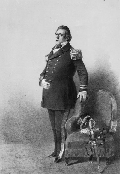 Commodore Matthew Calbraith Perry, kaiverrus Wilhelm Heine, n. 1856 (litografia) tekijältä American Photographer