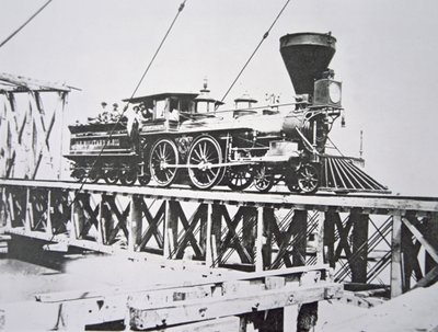 US Military Railroadsin (Union Army) veturi ylittää pukkisillan Potomac-joen yli (m/v kuva) tekijältä American Photographer