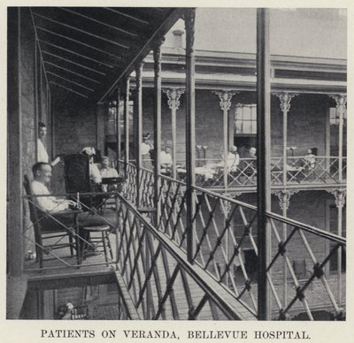 Potilaat verannalla, Bellevue Hospital (m/v kuva) tekijältä American Photographer