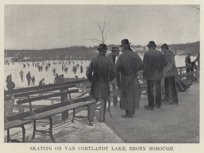 Luistelu Van Cortlandt Lakella, Bronx Borough (b/w kuva) tekijältä American Photographer