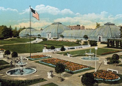 Sunken Gardens ja konservatorio, Washington Park (värillinen kuva) tekijältä American Photographer