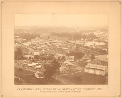 Näkymä Centennial International Exhibition -näyttelyyn, Observatoriosta, Georges Hill, Philadelphia, 1876 (hopea-albumiprintti) tekijältä American Photographer