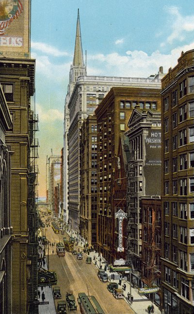 Washington Street, katsoen itään Wells Streetiltä (värillinen kuva) tekijältä American Photographer
