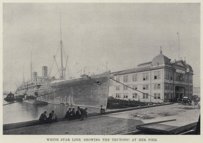 White Star Line, esittelee Teutonicin laiturilla (m/w kuva) tekijältä American Photographer
