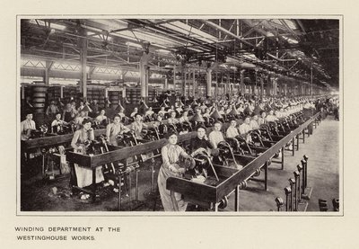 Westinghouse Worksin käämitysosasto (s/w-kuva) tekijältä American Photographer