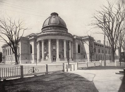 Yalen yliopisto: "Woolsey Hall vasemmalla, Yalen ruokasali oikealla (s/w kuva). tekijältä American Photographer