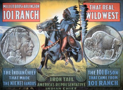 101 Ranch Wild West Show -juliste, jossa on "Iron Tail" tekijältä American School