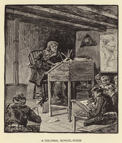 Siirtomaa-aikainen kouluhuone (litografia) tekijältä American School