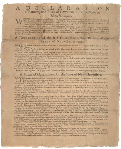 Oikeuksien julistus ja hallituksen vetoomus New Hampshiren osavaltion puolesta, 1779 tekijältä American School