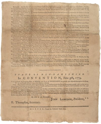 Oikeuksien julistus ja hallituksen vetoomus New Hampshiren osavaltion puolesta, 1779 tekijältä American School