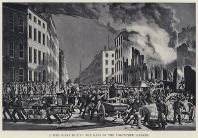 Palopaikka Vapaaehtoisten palomiesten päivinä (litho) tekijältä American School