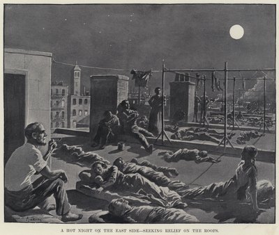Kuuma yö itäpuolella, etsimässä helpotusta katoilta (litho) tekijältä American School