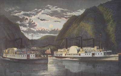 A Night on the Hudson - Through at Daylight, pubi. 1864, Currier & Ives tekijältä American School