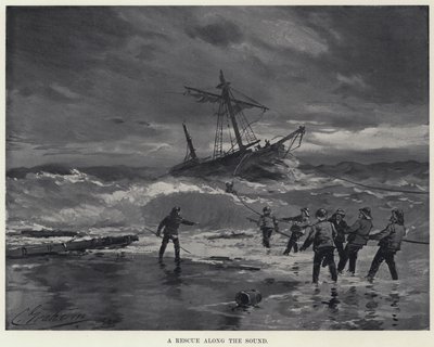 Pelastus äänen varrella (litho) tekijältä American School