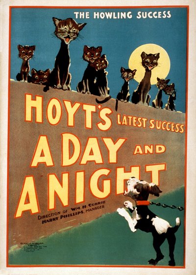 Mainos Charles Hoytsille A Day and a Night, pub.1899 tekijältä American School