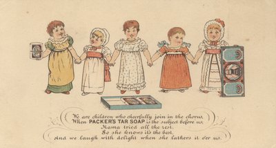 Mainos pakkaajille Tervasaippua, n. 1880 tekijältä American School