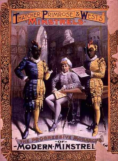 Mainos "The Progressive Monarchs of Modern Minstrelsy", jonka pääosissa ovat Thatcher, Primrose ja West