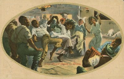Afroamerikkalainen tanssi Dixiessä (väri litho) tekijältä American School