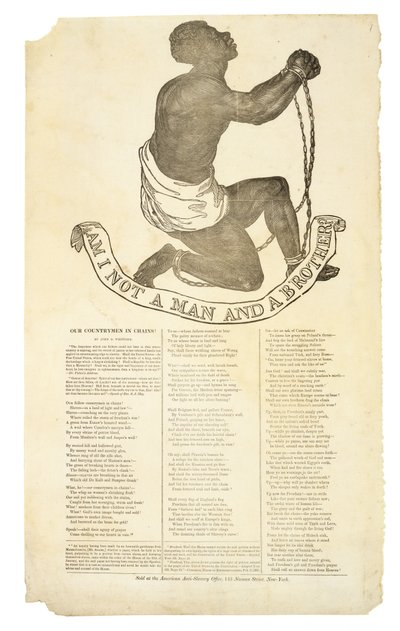 Enkö ole mies ja veli?, c. 1837 (puukaiverrus kudospaperille) tekijältä American School