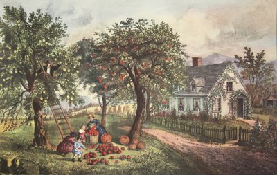 American Homestead - Syksy, pubi. 1869, Currier & Ives tekijältä American School