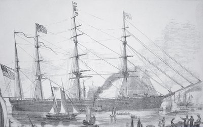 Amerikkalainen purjelaiva "The Great Republic", n.1853 (kaiverrus) tekijältä American School