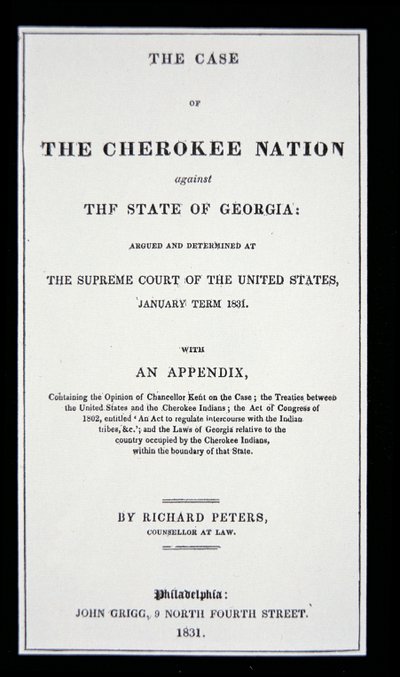 Cherokee Nationin poistamista estävä kanava vastauksena intiaanien pakkosiirtoon kotimaasta tekijältä American School
