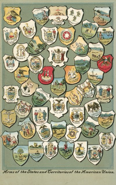 Yhdysvaltain osavaltioiden aseet (väri litho) tekijältä American School