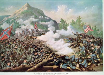 Kenesaw Mountainin taistelu, Georgia, 27. kesäkuuta 1864, kaiverrus Kurz & Allison tekijältä American School