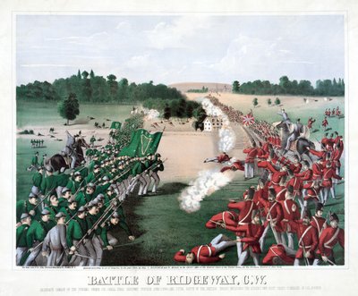 Battle of Ridgeway, C.W., pub. 1869 (värinen kaiverrus) tekijältä American School
