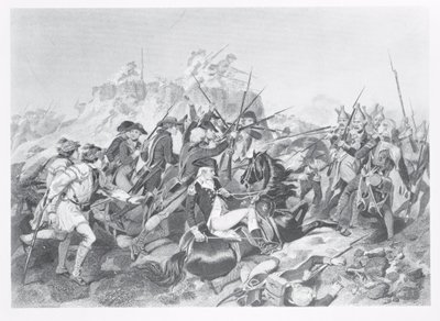 Saratogan taistelu - kenraali Arnold haavoittui hyökkäyksessä hessiläisten linnaketta vastaan 17. lokakuuta 1777. tekijältä American School
