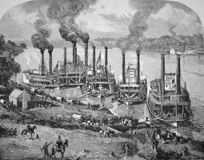 Shilohin taistelu, joka tunnetaan myös nimellä Pittsburg Landing, huhtikuu 1862 (litho) tekijältä American School