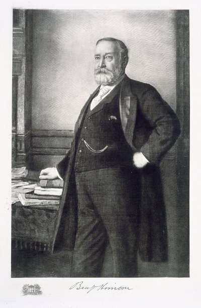 Benjamin Harrison (1833-1901), Amerikan yhdysvaltojen 23. presidentti, pub. 1901 (syväpaino) tekijältä American School