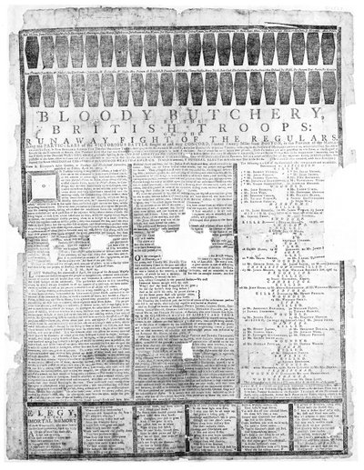 Brittijoukkojen verinen teurastamo, Salem 1775 (tulostus) tekijältä American School