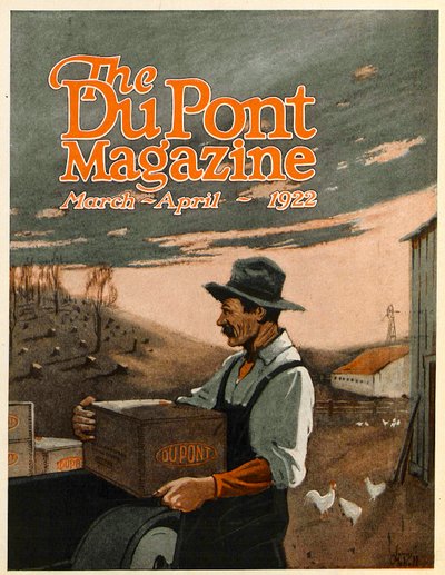Boring Machines and Explosives Twin Helpers, DuPont-lehden etukansi, maalis-huhtikuu 1922 tekijältä American School