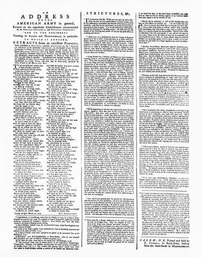 Broadside, jossa osoite Yhdysvaltain armeijalle, Salem, 1775 (tulostus) tekijältä American School