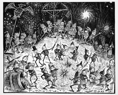 Brownies, Thomas Keightleyn (1789-1872) Maailman oppaasta tonttuihin, keijuihin, haltioihin ja muihin pieniin ihmisiin, Julkaistu 1880, (BW-kaiverrus) tekijältä American School