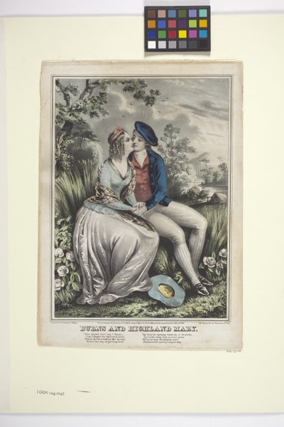 Burns And Highland Mary (käsinvärjätty litografia) tekijältä American School
